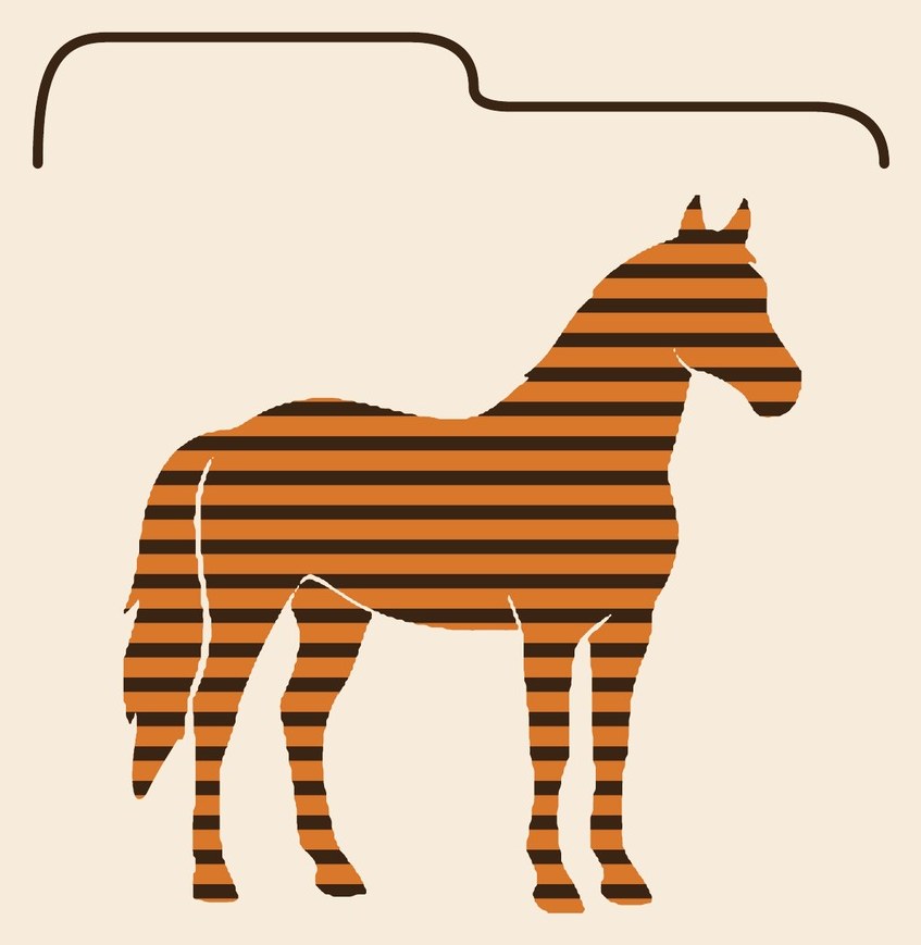 Our Home Can Tigres logo: a tiger-striped horse standing beneath a hand-drawn line.